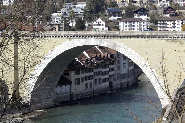 Bern Svájc 2018 Február Híd Lakóházak Vannak Házak Régi Város — Stock Fotó