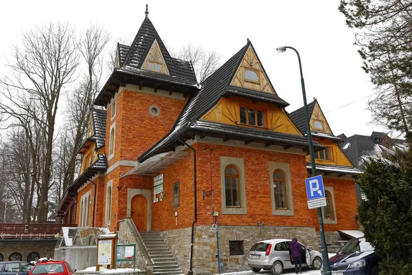 Zakopane Polonia Marzo 2018 Storico Edificio Mattoni Questo Edificio Stato — Foto Stock