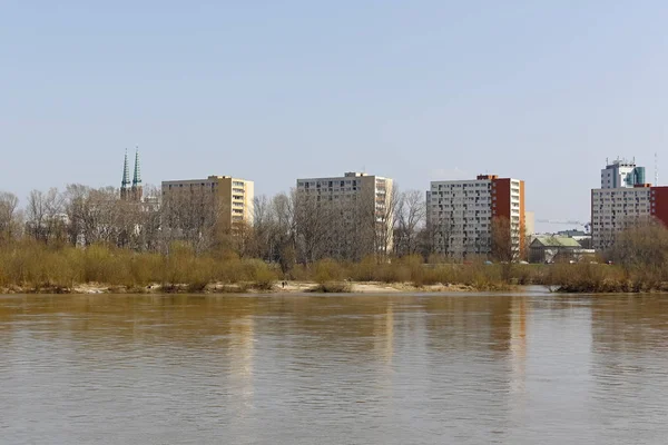 Warsaw Poland April 2018 Residential Buildings Seen Vistula River Multi — Stock Photo, Image