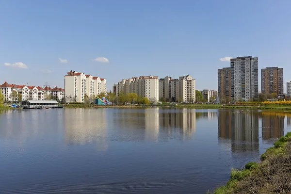 Warsaw Poland April 2018 Contemporary Housing Estate Lake Built One Royalty Free Stock Images