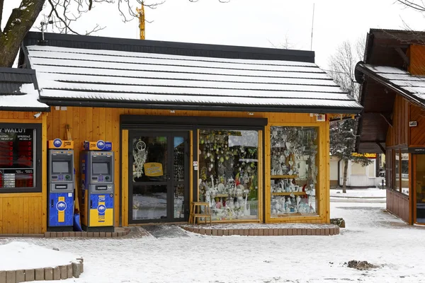 Zakopane Polen März 2018 Ein Kleiner Pavillon Dem Ausstellungsfenster Verschiedene — Stockfoto