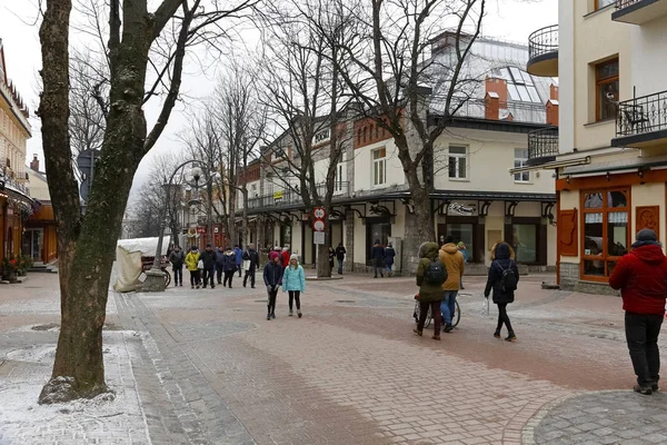 Zakopane Polonya Mart 2018 Sokak Görünümü Saray Ticaret Sanat Galerisi — Stok fotoğraf