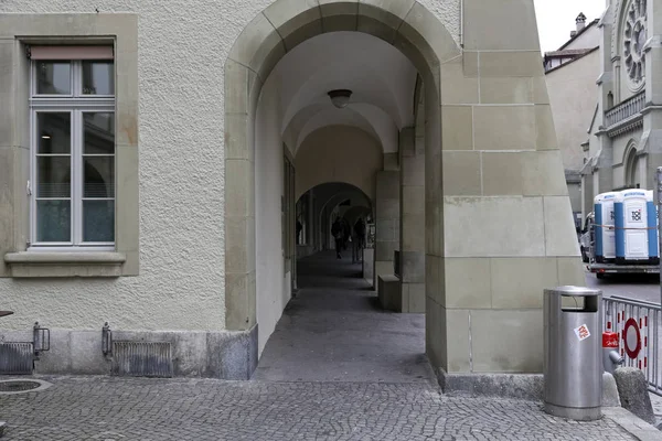 Berna Suiza Febrero 2018 Entrada Las Arcadas Ciudad Conocida Por —  Fotos de Stock