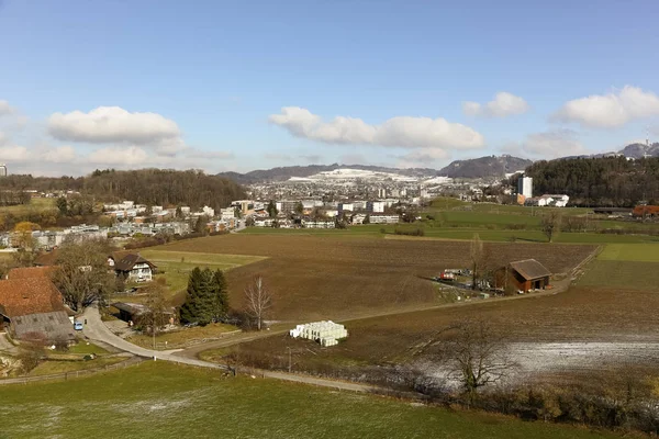 Bern Zwitserland Februari 2018 Een Klein Stadje Verte Rond Zijn — Stockfoto
