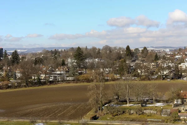 Bern Switzerland February 2018 Agricultural Area Nearby Residential Houses Which — Stock Photo, Image