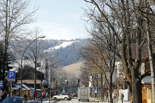 Zakopane Poland March 2018 Life City Seen Street Traffic People — Stock Photo, Image