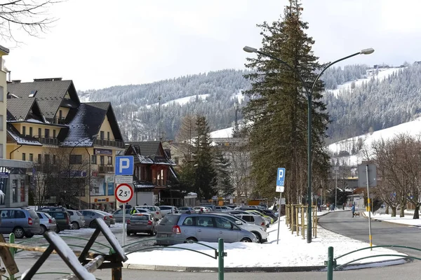 Zakopane Poland March 2018 Varied Landscape City Shows Residential Buildings — Stock Photo, Image