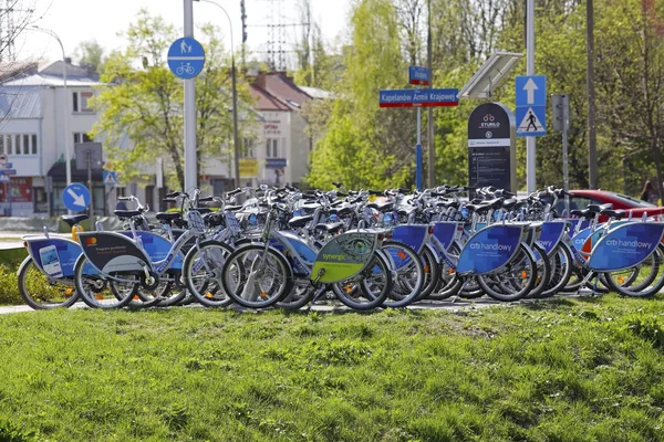 Varsovie Pologne Avril 2018 Station Partage Vélos Dans Quartier Goclaw — Photo