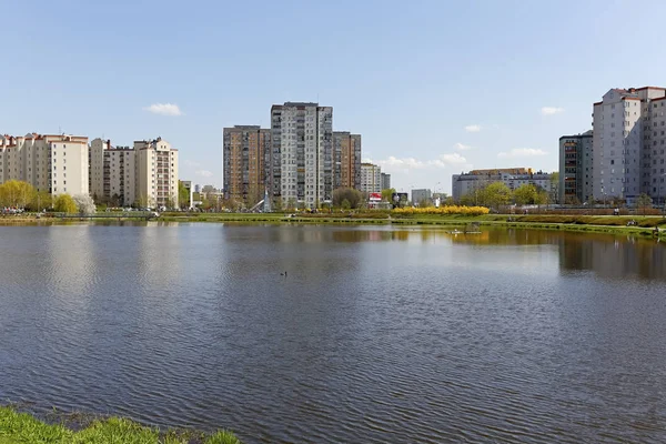 Warsaw Poland April 2018 High Buildings Modern Housing Estate Seen Stock Picture