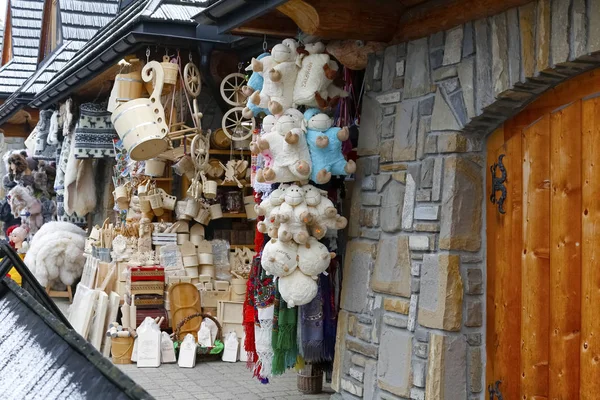 Zakopane Poland March 2018 Various Traditional Stuff Exposed Sell Marketplace — Stock Photo, Image