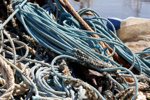 Риболовля Мотузки Зберігаються Складі Які Можна Побачити Рибний Порт Kolobrzeg — стокове фото