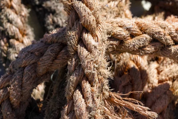 Worn Out Old Rope Visible Fishing Port Kolobrzeg Poland — Stock Photo, Image