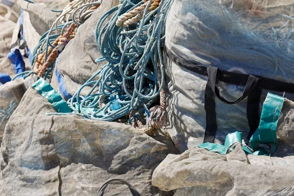 Storage Fishing Nets Ropes Huge Bags Seen Fishing Port Kolobrzeg — Stock Photo, Image