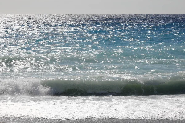 Surface Mer Méditerranée Avec Une Vague Sur Rivage Nice France — Photo