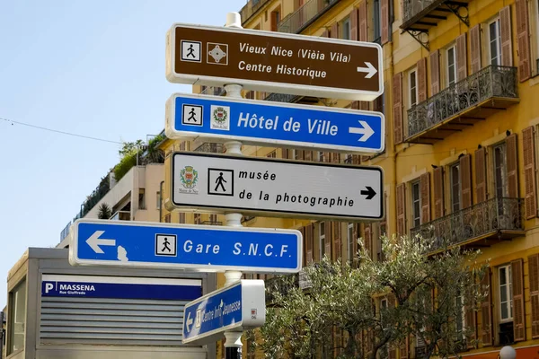 Several street signposts on one pole — Stock Photo, Image