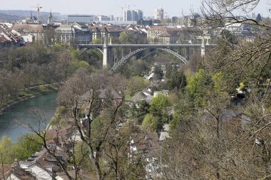 Yemyeşil doğave Aare nehri ile bir şehir