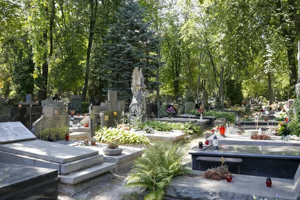 Many different graves on the cemetery grounds — Stock Photo, Image