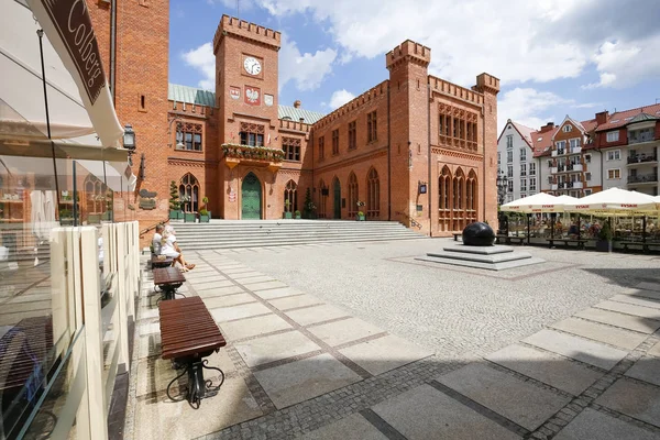 There is a Town Hall building in the old town — Stock Photo, Image