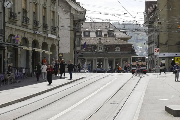 Tram rails in Bern — Stock Photo, Image