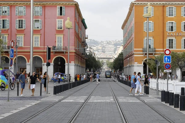 Las vías del tranvía en Niza — Foto de Stock