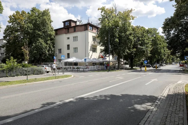 Er zijn bomen aan de High Street in Saska Kepa — Stockfoto