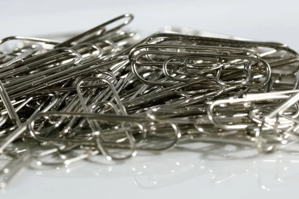 Pile Small Objects Made Metal Wire Office Paper Clips — Stock Photo, Image