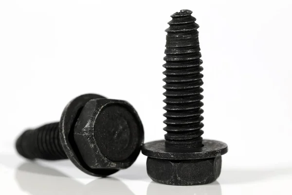 一套完全相同的六角头螺栓 属于工业品和零配件 — 图库照片