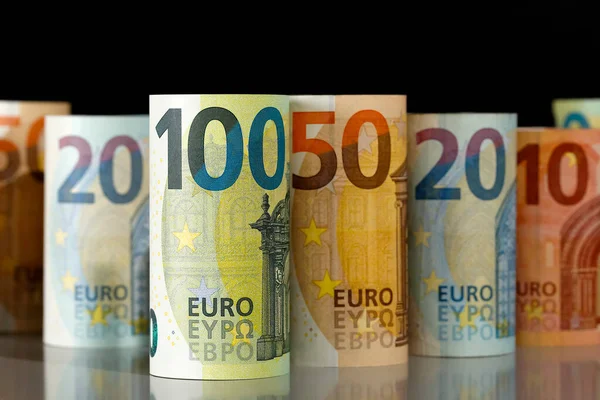 Concepto Idea Del Dinero Euros Los Billetes Euros Están Hechos — Foto de Stock