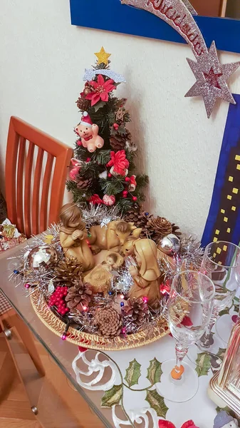 Una Cena Navidad Mesa Preparada — Foto de Stock