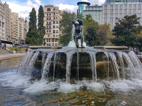 Madrid Spanien 2019 Berühmter Brunnen Auf Der Plaza Spain Madrid — Stockfoto
