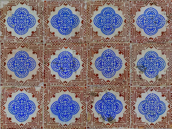 Dettaglio Vecchie Mattonelle Ornate Tradizionali Portoghese Azulejo Decorativo — Foto Stock