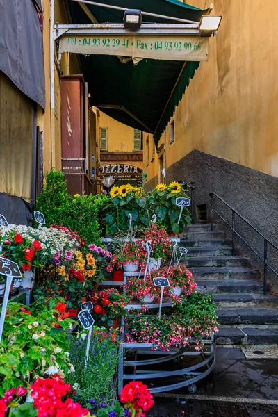 Nisa Franța Mai 2018 Flori Magazin Florării Străzile Orașului Vechi — Fotografie, imagine de stoc
