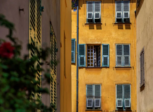 View of traditional mediterranean houses in the streets Old Town of Nice, France