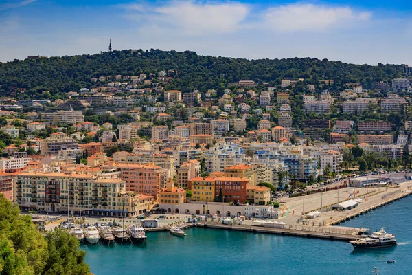 Hajók Part Szép Kikötő Földközi Tenger Cote Azur Nizza Franciaország — Stock Fotó
