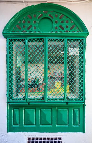 Old Wooden Intricately Carved Window Traditional Moroccan House Fes Morocco — Stock Photo, Image