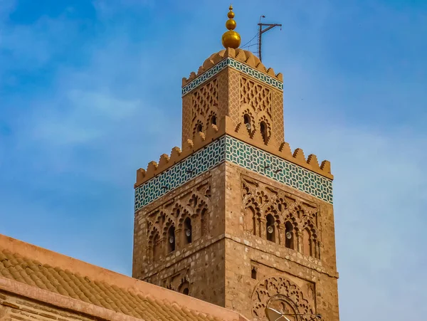 Μιναρές Στο Τζαμί Koutoubia Στο Μαρακές Του Μαρόκο Επίσης Γνωστό — Φωτογραφία Αρχείου