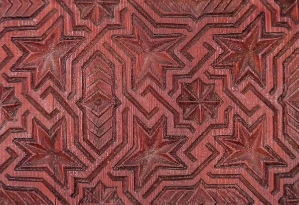 Rzeźba Drewnie Geometryczny Wzór Drzwi Marrakesz Maroko — Zdjęcie stockowe