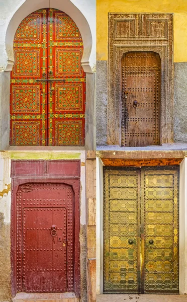Kolaj geleneksel eski Fas kapı — Stok fotoğraf