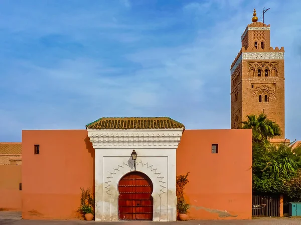 Τζαμί Koutoubia Στο Μαρακές Του Μαρόκο Επίσης Γνωστό Τζαμί Του — Φωτογραφία Αρχείου