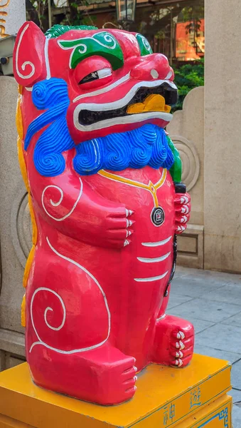 Розовый Китайский Лев Собака Фуа Гра Украшения Bixie Pixiu Фестиваля — стоковое фото