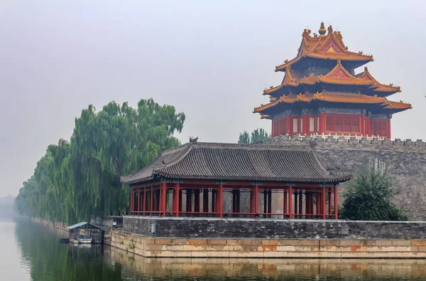 View East Corner Palace Museum Forbidden City Surrounding Moat Filled — Stock Photo, Image