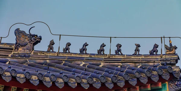 Decorazione Del Tetto Imperiale Cinese Fascino Del Tetto Figure Del — Foto Stock