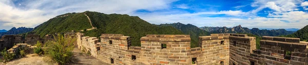 Panoramic view of the Great Wall of China, in the Mutianyu village, one of remote parts of the Great Wall near Beijing