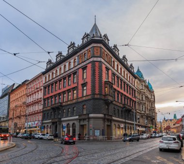 14 Ocak 2015 - Prag, Çek Cumhuriyeti: Art nouveau eski şehirde bina