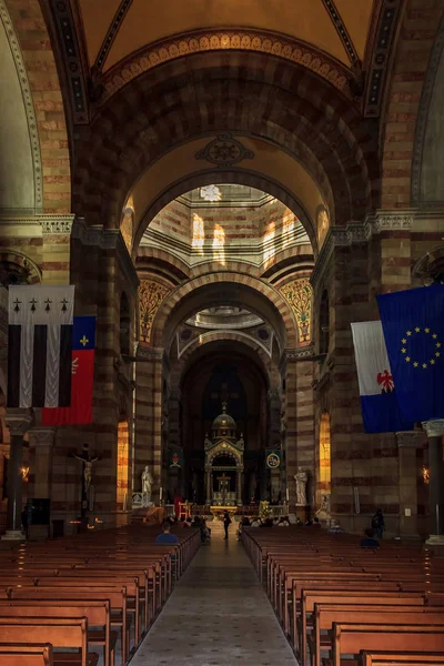 Colortulf Interno Decorato Della Cattedrale Major Marsiglia Una Cattedra Cattolica — Foto Stock