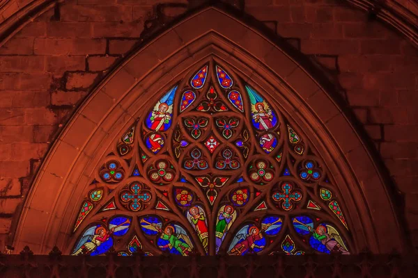 Coloridos Vidrieras Ornamentadas Catedral Santa Cruz Santa Eulalia Catedral Barcelona — Foto de Stock
