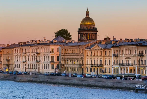Sunset Saint Petersburg Russia Neva River View Palace Embankment Saint — Stock Photo, Image