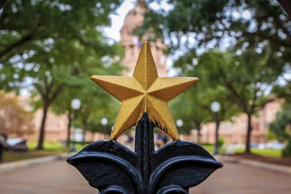 Star Shaped Golden Ornament Front Texas State Capitol Building Austin — Stock Photo, Image
