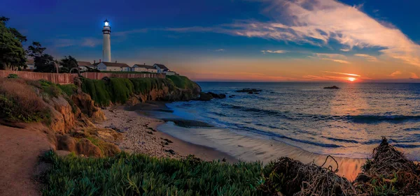 Günbatımında Pigeon Point Deniz Fenerinin Panoramik Görüntüsü Kaliforniya Abd — Stok fotoğraf