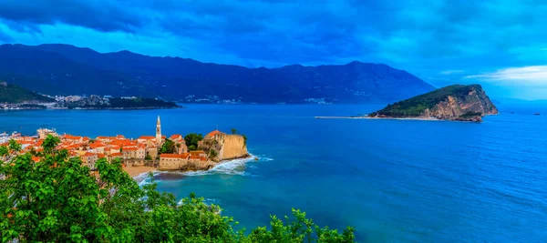 Vista Panoramica Della Città Vecchia Budva Con Cittadella Mare Adriatico — Foto Stock